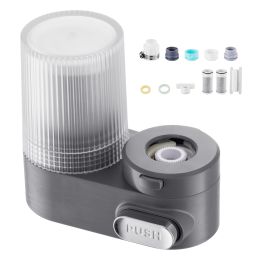 Faucet Mount Water Filter, Vertical Water Purifier for Sink Tap, Carbon Fiber Filter, Removes Chlorine Lead with 3 Filters