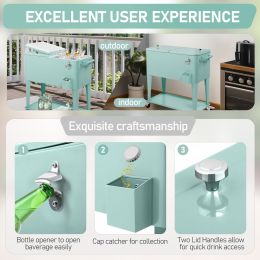 91*84.5*38.5cm Rectangular Plastic Box Frozen Insulation Cart Mint Green