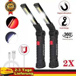 USB Rechargeable COB LED Work Light Inspection Hand Torch Flashlight 360 Rotate Base Magnetic Lamp For Car Repair Camping Super Bright 120000lm (Option: Work Light)