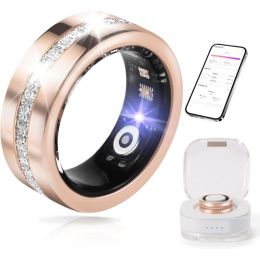 Smart Ring For Women, Health & Fitness Tracker With Heart Rate, Blood Oxygen, Sleep Monitoring, Elegant Rose Gold Design With Crystal Accents, IP (Option: Eight)