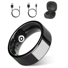 Smart Ring Health Tracker Fitness Sleep Stress HRV Tracker With Charging Case Magnetic Charging Cable For Women & Men Compatible With IOS & Andro (Option: Black-Size 7)