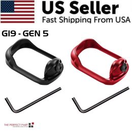 Anodized Aluminum Flared Magwell For Glock 19/17/22/24/31/34/35/37 Gen 1/2/3/4/5 (Color: Black, Model: For G19 GEN 5)
