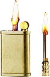 Matchstick Lighter with 2 in 1, Permanent Match Antique Kerosene Lighter (Color: Golden Knurled)