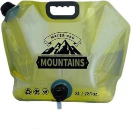 Collapsible Water Container with  2.1 Gallon BPA Free Water Storage Carrier Jug for Folding Hiking, Canteen, Outdoor Sport, Riding, Mountaineer (Color: 1Pcs Green)